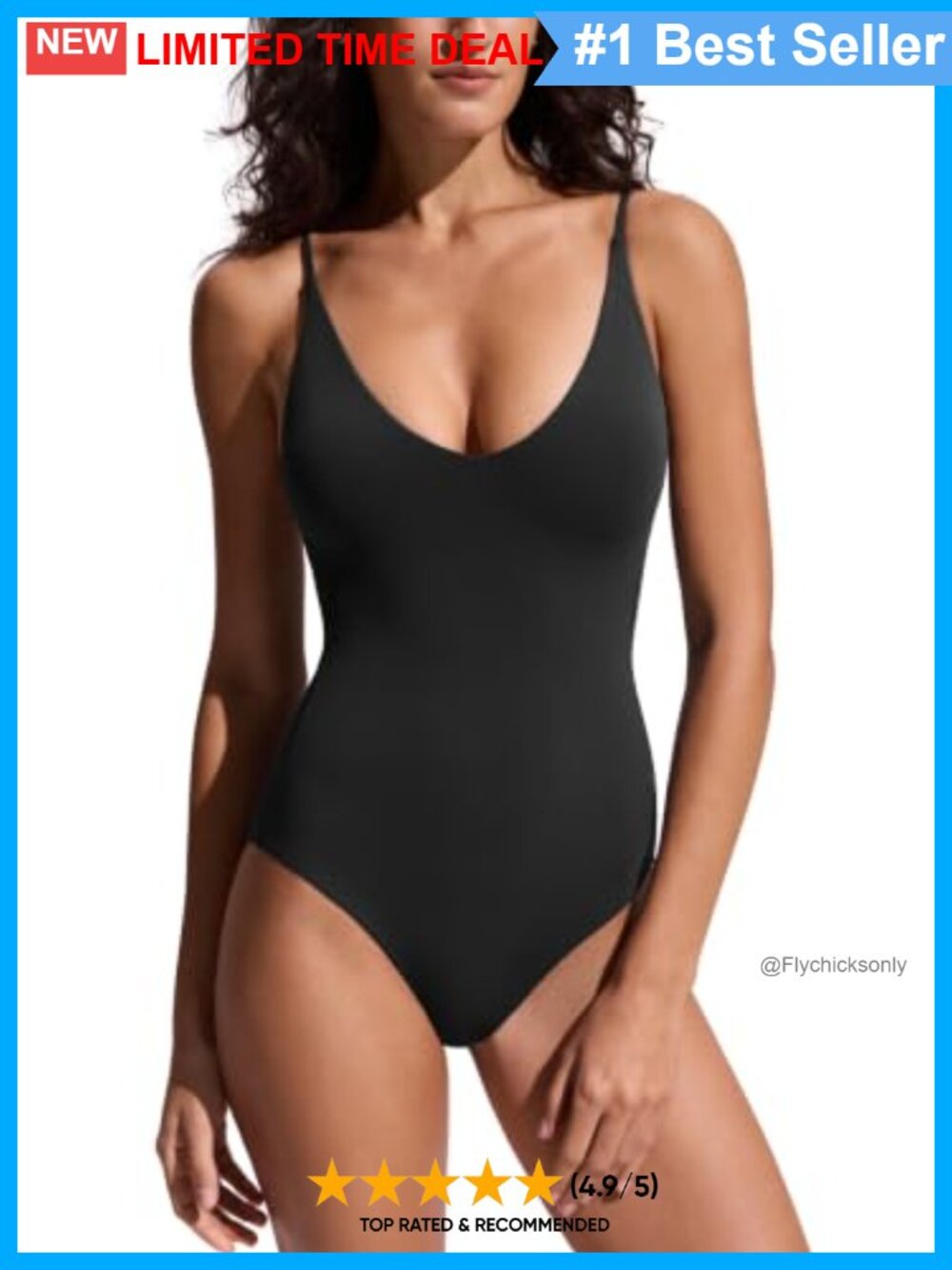V Neck One Piece Swimsuit Adjustable Spaghetti Straps Quick Dry